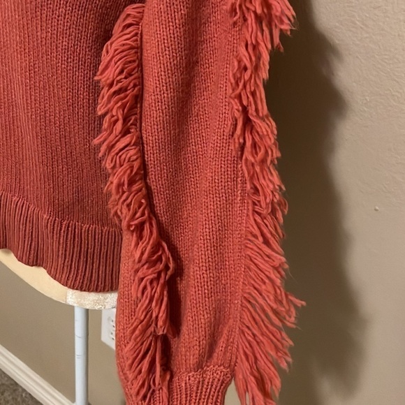 ANN Taylor Fringe Sleeve Sweater Pucker Pink Size M - Picture 4 of 7